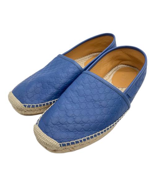 GUCCI（グッチ）GUCCI (グッチ) エスパドリーユレザースリッポン ブルー サイズ:7の古着・服飾アイテム