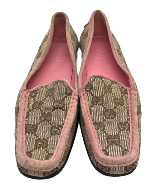 GUCCI（グッチ）GUCCI (グッチ) 121899 ドライビングシューズ ベージュ×ピンク サイズ:36の古着・服飾アイテム