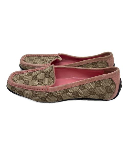 GUCCI（グッチ）GUCCI (グッチ) 121899 ドライビングシューズ ベージュ×ピンク サイズ:36の古着・服飾アイテム