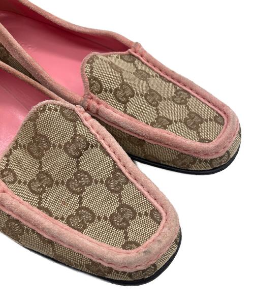 GUCCI（グッチ）GUCCI (グッチ) 121899 ドライビングシューズ ベージュ×ピンク サイズ:36の古着・服飾アイテム