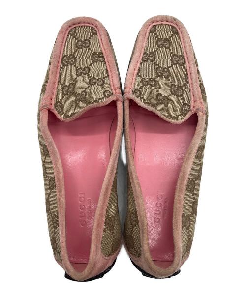 GUCCI（グッチ）GUCCI (グッチ) 121899 ドライビングシューズ ベージュ×ピンク サイズ:36の古着・服飾アイテム