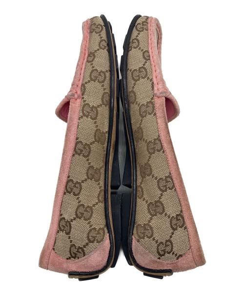 GUCCI（グッチ）GUCCI (グッチ) 121899 ドライビングシューズ ベージュ×ピンク サイズ:36の古着・服飾アイテム