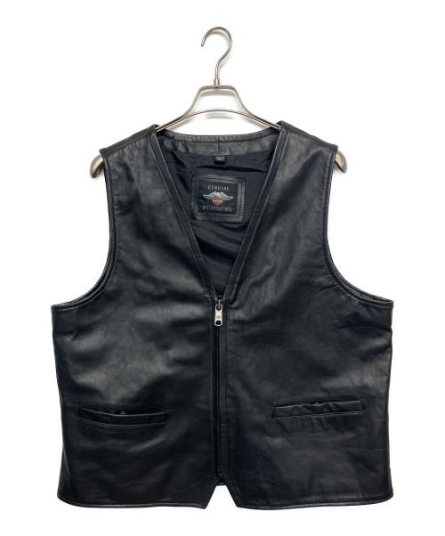 HARLEY-DAVIDSON（ハーレーダビッドソン）HARLEY-DAVIDSON (ハーレーダビッドソン) 97010-21VM　レザーベスト ブラック サイズ:Lの古着・服飾アイテム