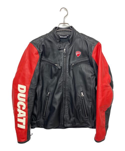 DUCATI（ドゥカティ）DUCATI (ドゥカティ) レザージャケット ブラック×レッド サイズ:Lの古着・服飾アイテム