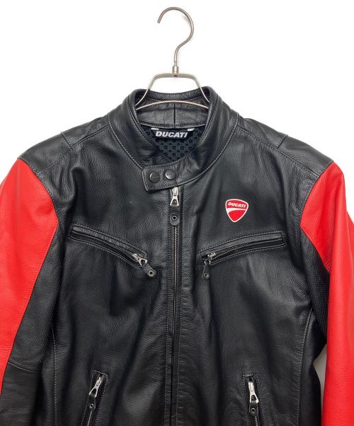 DUCATI（ドゥカティ）DUCATI (ドゥカティ) レザージャケット ブラック×レッド サイズ:Lの古着・服飾アイテム