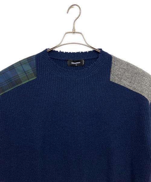 DSQUARED2（ディースクエアード）DSQUARED2 (ディースクエアード) S74HA1177　ニット ネイビー サイズ:Mの古着・服飾アイテム