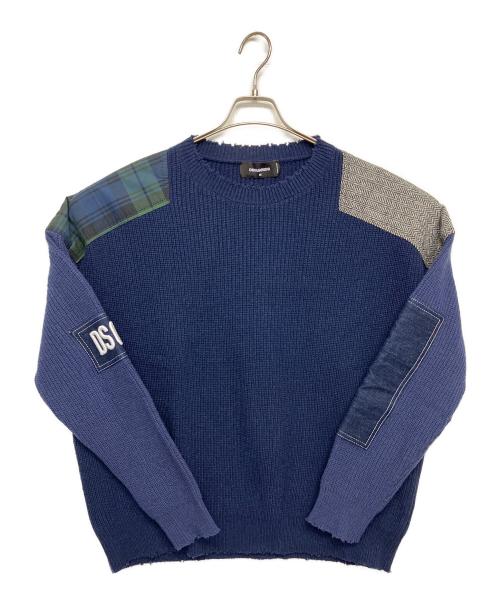 DSQUARED2（ディースクエアード）DSQUARED2 (ディースクエアード) S74HA1177　ニット ネイビー サイズ:Mの古着・服飾アイテム