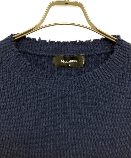 DSQUARED2（ディースクエアード）DSQUARED2 (ディースクエアード) S74HA1177　ニット ネイビー サイズ:Mの古着・服飾アイテム