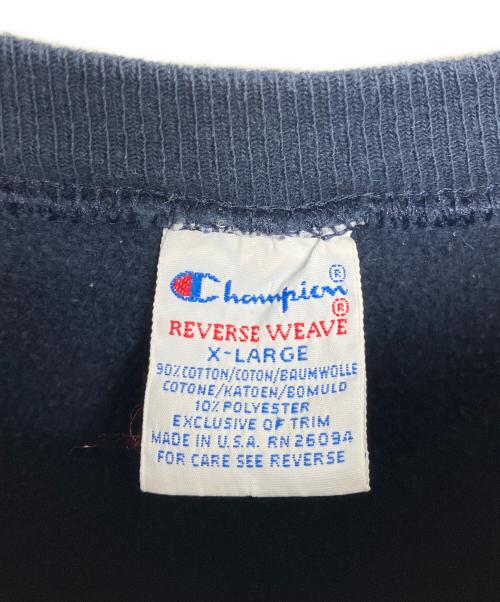 Champion（チャンピオン）Champion (チャンピオン) 3段プリント　90s 刺繍タグ　リバースウィーブスウェット ネイビー サイズ:XLの古着・服飾アイテム