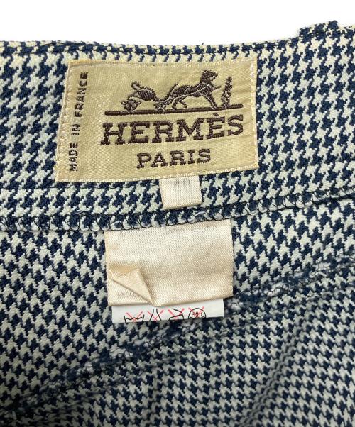 HERMES（エルメス）HERMES (エルメス) 千鳥格子　スラックス ブラック×ホワイト サイズ:40の古着・服飾アイテム