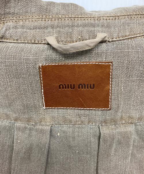 MIU MIU（ミュウミュウ）MIU MIU (ミュウミュウ) MH873　リネンジャケット カーキ サイズ:38の古着・服飾アイテム