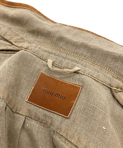 MIU MIU（ミュウミュウ）MIU MIU (ミュウミュウ) MH873　リネンジャケット カーキ サイズ:38の古着・服飾アイテム