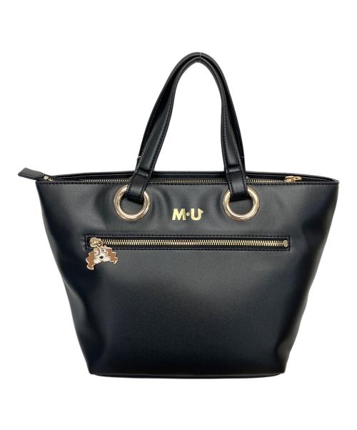 M U SPORTS（エムユースポーツ）M U SPORTS (エムユースポーツ) デュアルレザービジューロイヤルハンドバッグ ブラック 未使用品の古着・服飾アイテム