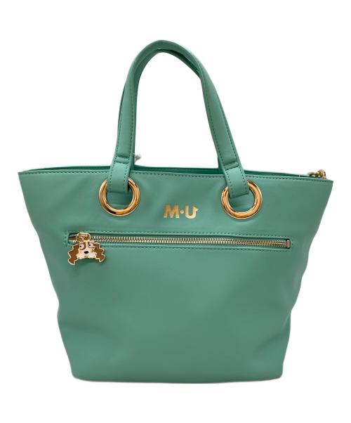 M U SPORTS（エムユースポーツ）M U SPORTS (エムユースポーツ) デュアルレザービジューロイヤルハンドバック ミントグリーンの古着・服飾アイテム