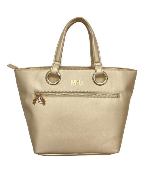 M U SPORTS（エムユースポーツ）M U SPORTS (エムユースポーツ) デュアルレザービジューロイヤルハンドバック ベージュ 未使用品の古着・服飾アイテム