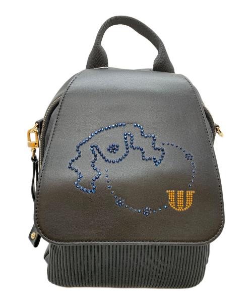 M U SPORTS（エムユースポーツ）M U SPORTS (エムユースポーツ) デュアルレザービジューロイヤルバックパック ブラックの古着・服飾アイテム