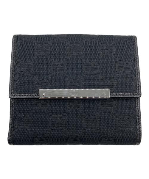 GUCCI（グッチ）GUCCI (グッチ) GG キャンバス 2つ折り財布 ブラックの古着・服飾アイテム