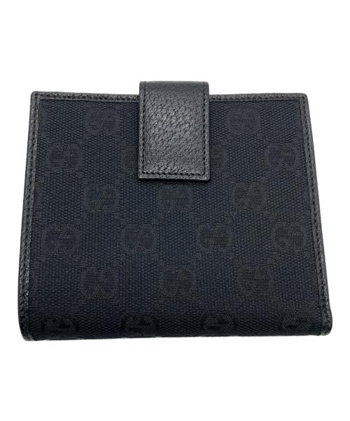 GUCCI（グッチ）GUCCI (グッチ) GG キャンバス 2つ折り財布 ブラックの古着・服飾アイテム