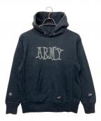 stussy×Championステューシー×チャンピオン）の古着「リバースウィーブパーカー」｜ブラック