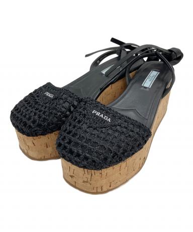 【セール】一度のみ着用　Prada プラダ　 ベージュ　サンダル　ウェッジソール 中古・古着通販】PRADA (プラダ) ウェッジソールサンダル ベージュ