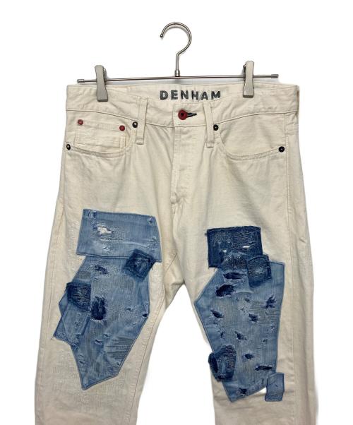 Denham（デンハム）Denham (デンハム) 27200-5-11028　パッチワークホワイトジーンズ ホワイト サイズ:W31×L32の古着・服飾アイテム