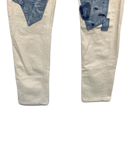 Denham（デンハム）Denham (デンハム) 27200-5-11028　パッチワークホワイトジーンズ ホワイト サイズ:W31×L32の古着・服飾アイテム