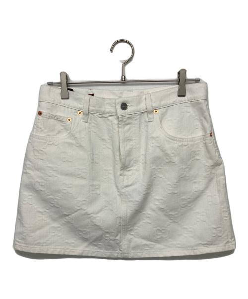 GUCCI（グッチ）GUCCI (グッチ) Skirt with monogram　スカート ホワイト サイズ:42の古着・服飾アイテム
