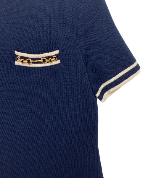 GUCCI（グッチ）GUCCI (グッチ) GGジャカードウールワンピース　半袖ワンピース ネイビー サイズ:Sの古着・服飾アイテム
