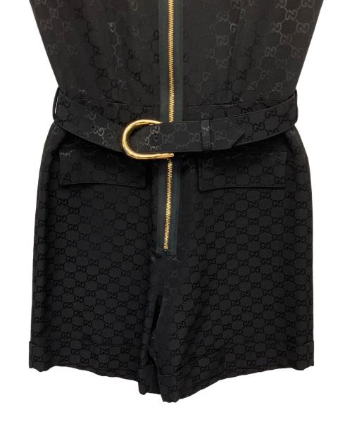 GUCCI（グッチ）GUCCI (グッチ) GG柄バックルベルト付きジャンプスーツ ブラック サイズ:40の古着・服飾アイテム