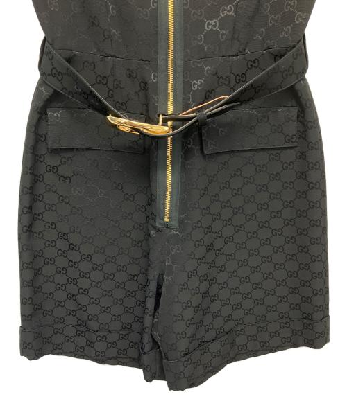 GUCCI（グッチ）GUCCI (グッチ) GG柄バックルベルト付きジャンプスーツ ブラック サイズ:40の古着・服飾アイテム