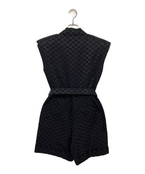 GUCCI（グッチ）GUCCI (グッチ) GG柄バックルベルト付きジャンプスーツ ブラック サイズ:40の古着・服飾アイテム