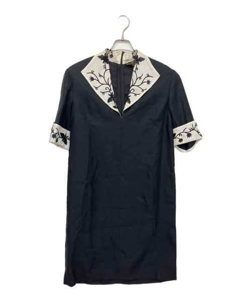 FENDI（フェンディ）FENDI (フェンディ) オープンカラーワンピース ブラック サイズ:44の古着・服飾アイテム