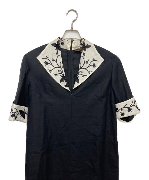 FENDI（フェンディ）FENDI (フェンディ) オープンカラーワンピース ブラック サイズ:44の古着・服飾アイテム