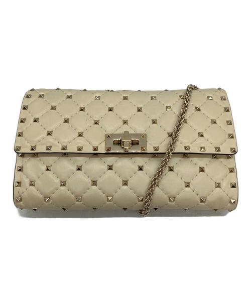 VALENTINO（ヴァレンティノ）VALENTINO (ヴァレンティノ) ロックスタッズ　ショルダーバッグ ホワイトの古着・服飾アイテム