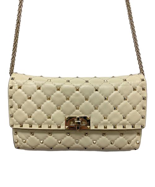 VALENTINO（ヴァレンティノ）VALENTINO (ヴァレンティノ) ロックスタッズ　ショルダーバッグ ホワイトの古着・服飾アイテム