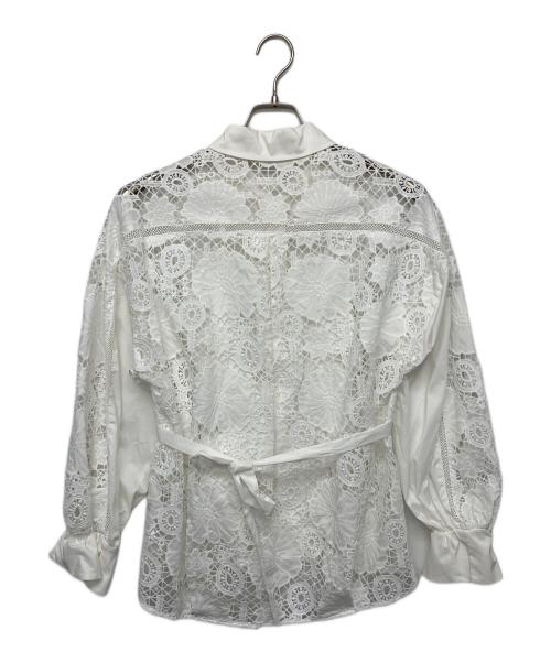 mallowblue（mallowblue）mallowblue (mallowblue) ELENA　カトワーク長袖ブラウス ホワイト サイズ:FREEの古着・服飾アイテム