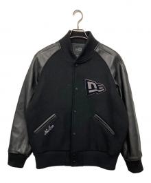 New Era（ニューエラ）の古着「レザー切替スタジャン」｜ブラック