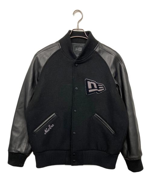 New Era（ニューエラ）New Era (ニューエラ) レザー切替スタジャン ブラック サイズ:Lの古着・服飾アイテム