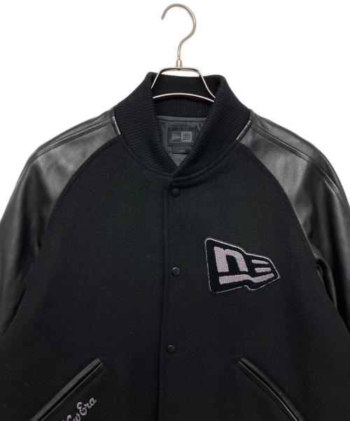 New Era（ニューエラ）New Era (ニューエラ) レザー切替スタジャン ブラック サイズ:Lの古着・服飾アイテム