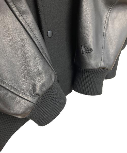 New Era（ニューエラ）New Era (ニューエラ) レザー切替スタジャン ブラック サイズ:Lの古着・服飾アイテム
