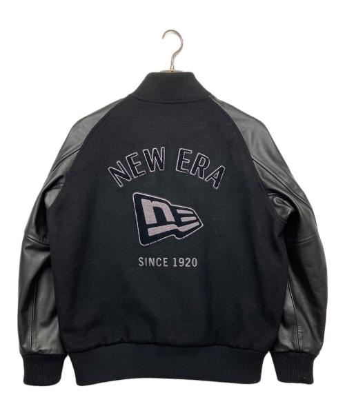 New Era（ニューエラ）New Era (ニューエラ) レザー切替スタジャン ブラック サイズ:Lの古着・服飾アイテム