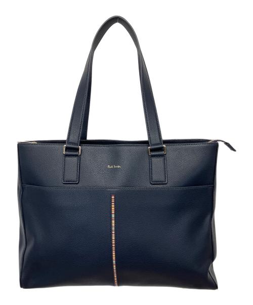 PAUL SMITH（ポールスミス）PAUL SMITH (ポールスミス) クロスオーバーストライプ トートバッグ ネイビーの古着・服飾アイテム