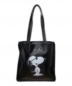 SNOOPY×objcts.ioスヌーピー×オブジェクツアイオー）の古着「フラットレザートートバッグ」｜ブラック