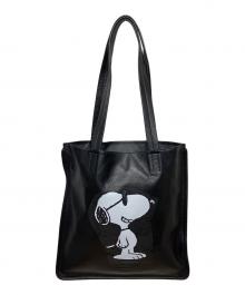 SNOOPY×objcts.io（スヌーピー×オブジェクツアイオー）の古着「フラットレザートートバッグ」｜ブラック