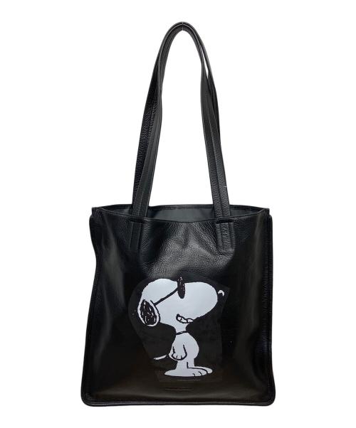 SNOOPY（スヌーピー）SNOOPY (スヌーピー) objcts.io (オブジェクツアイオー) フラットレザートートバッグ ブラックの古着・服飾アイテム