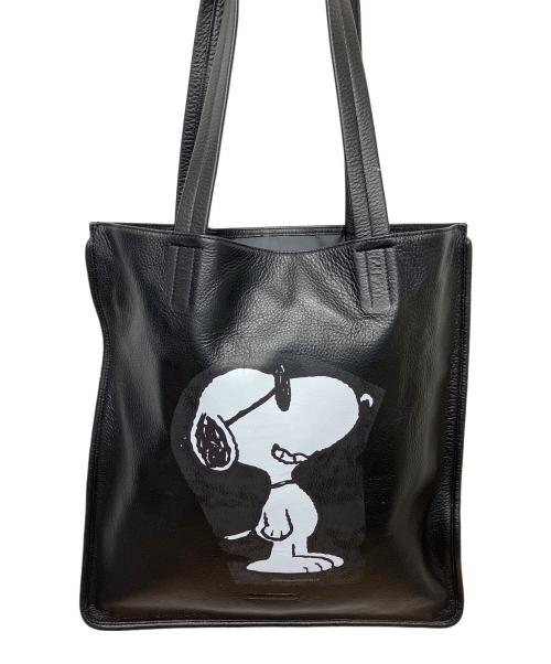 SNOOPY（スヌーピー）SNOOPY (スヌーピー) objcts.io (オブジェクツアイオー) フラットレザートートバッグ ブラックの古着・服飾アイテム
