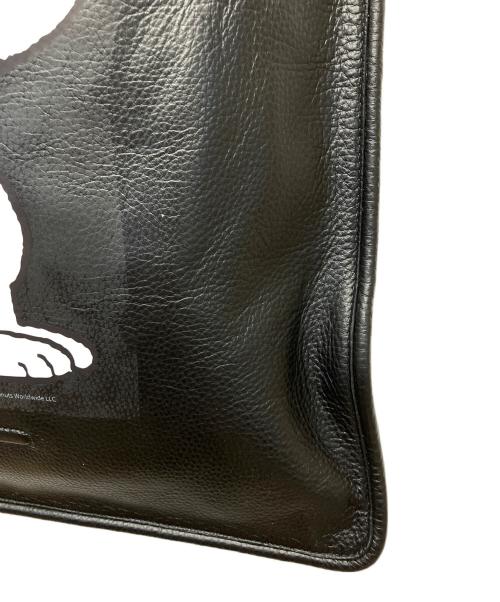SNOOPY（スヌーピー）SNOOPY (スヌーピー) objcts.io (オブジェクツアイオー) フラットレザートートバッグ ブラックの古着・服飾アイテム
