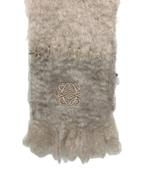 LOEWE（ロエベ）LOEWE (ロエベ) アナグラムマフラー アイボリー×グレーの古着・服飾アイテム