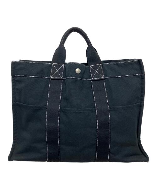 HERMES（エルメス）HERMES (エルメス) ドーヴィルMM キャンバストートバッグ ブラックの古着・服飾アイテム