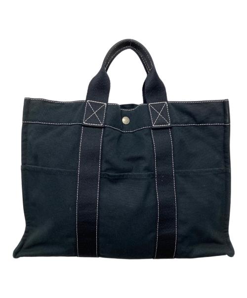 HERMES（エルメス）HERMES (エルメス) ドーヴィルMM キャンバストートバッグ ブラックの古着・服飾アイテム